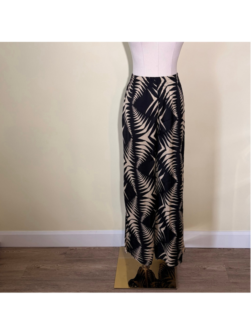 Philosophy Women’s Black Beige Zebra Print Wide Leg Pants NWT SP